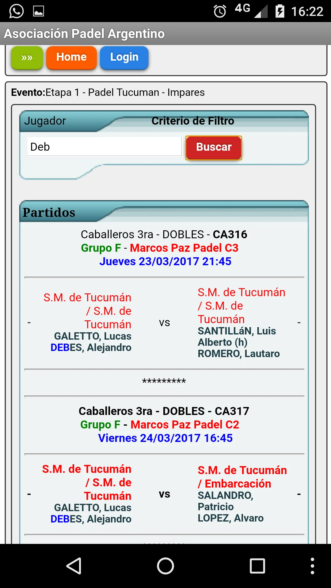 Federación Santafesina Pádel screenshot
